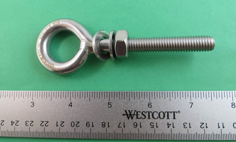 US STAINLESS 2 Pieces Stainless Steel 316 M10 Eye Bolt 10mm x 60mm (3/8" x 2 3/8") Marine Grade Pitch of 1.5 - Image 2